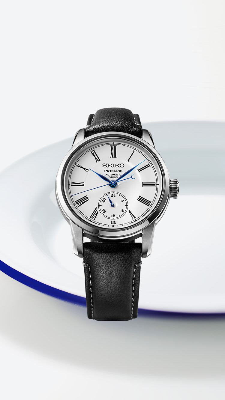 Seiko Presage Men's Watch Craftmanship Series Enamel White Dial Men's Leather Strap Watch SPB495J1