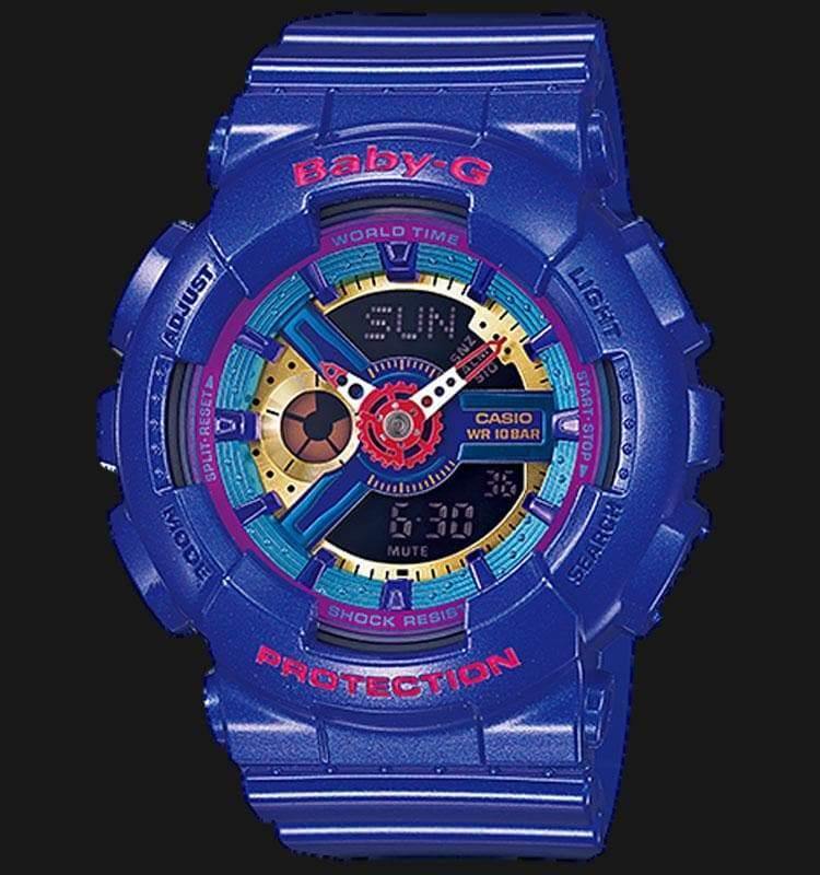 Casio Baby-G BA110 Series Anadigi Neon Color Purple x Multicolor Dial Watch BA112-2ADR