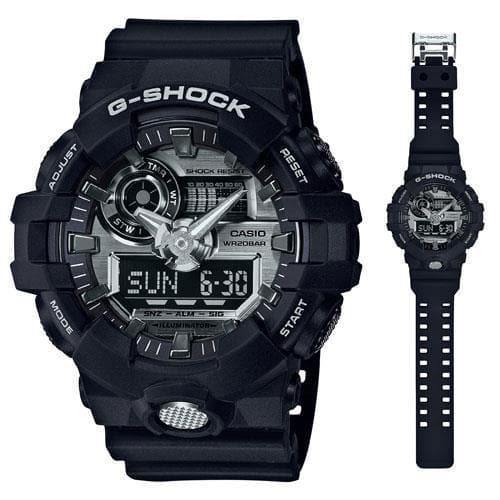 Casio G Shock Analog Digital Black x Metallic SIlver Watch GAADR
