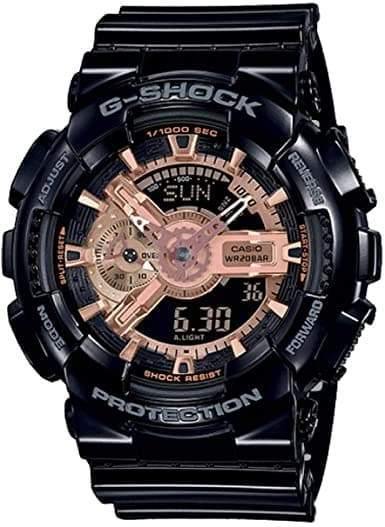 Casio G-Shock X-Large Series Anadigi Rose Gold Dial Glossy Black Watch GA110MMC-1A