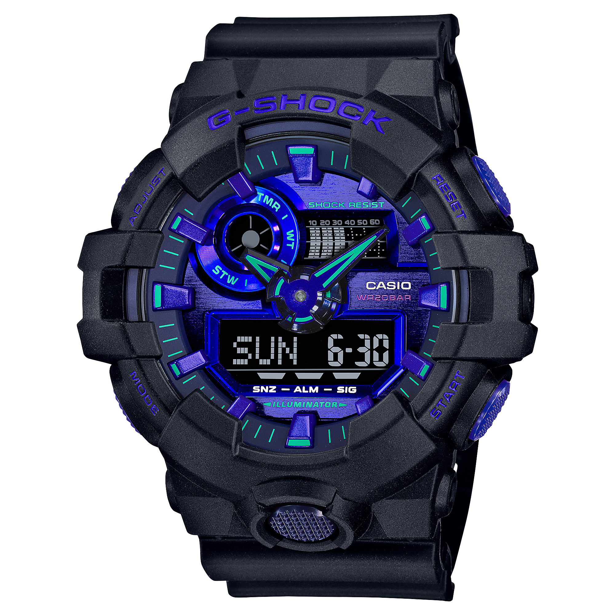 Casio G-Shock Anadigi Virtual Reality Blue Violet x Black Watch