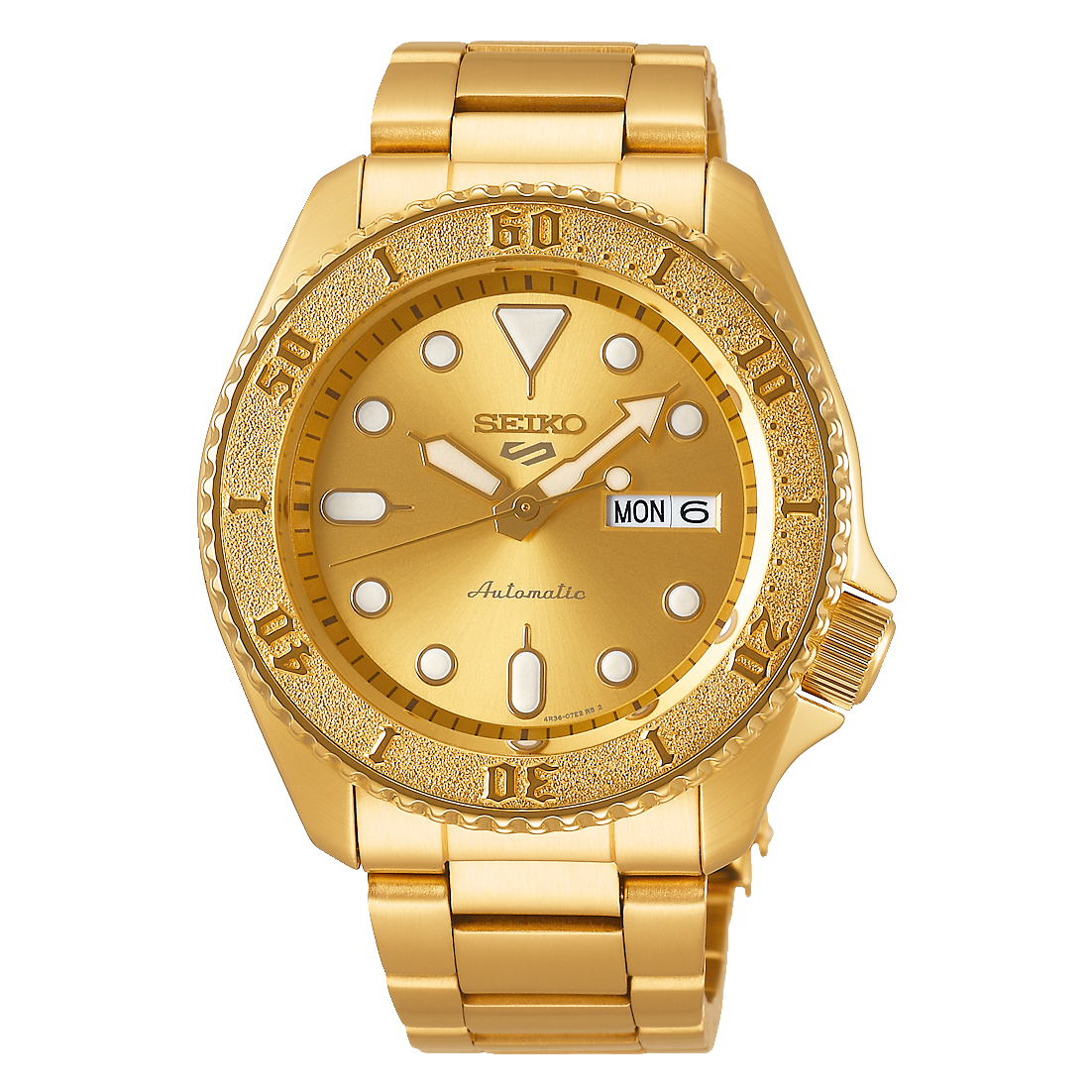 Seiko 5 Sports 100M Automatic Men's Watch All Gold Plated SRPE74K1 Prestige