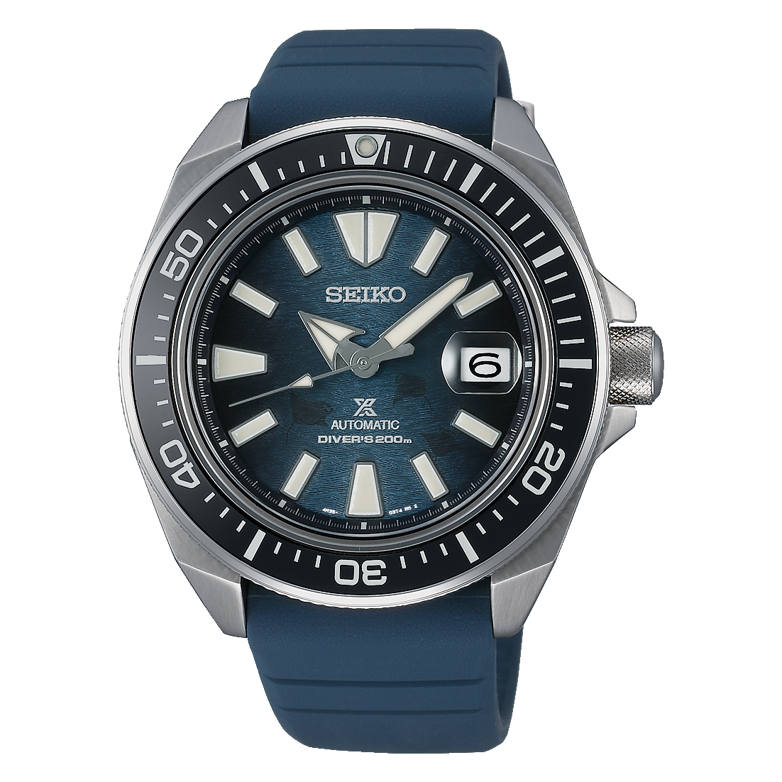 Seiko SE Save the Ocean Dark Manta Ray King Samurai Diver's Men's Rubber Strap Watch SRPF79K1
