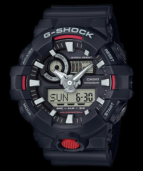 Casio G-Shock Standard Analog-Digital Black x Red x Grey Accents Last Dance Watch GA700-1ADR