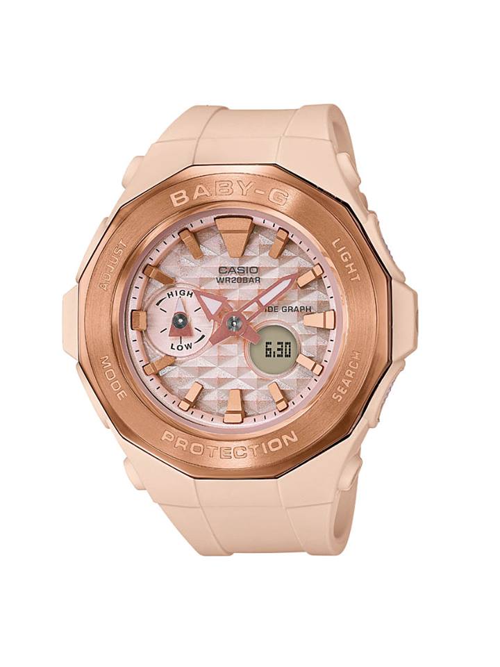 Casio Baby-G Anadigi Rose Gold Plated Pink Beige Special Color Watch BGA225CP-4ADR
