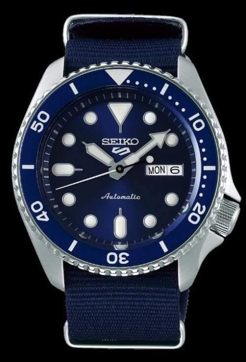 Seiko Sports 100M Automatic Men's Watch Blue Bezel Dial Nylon Strap SRPD51K2