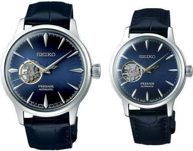 Seiko Presage Blue Moon Open Heart Couple's Watch Set SSA405J1 SSA785J1