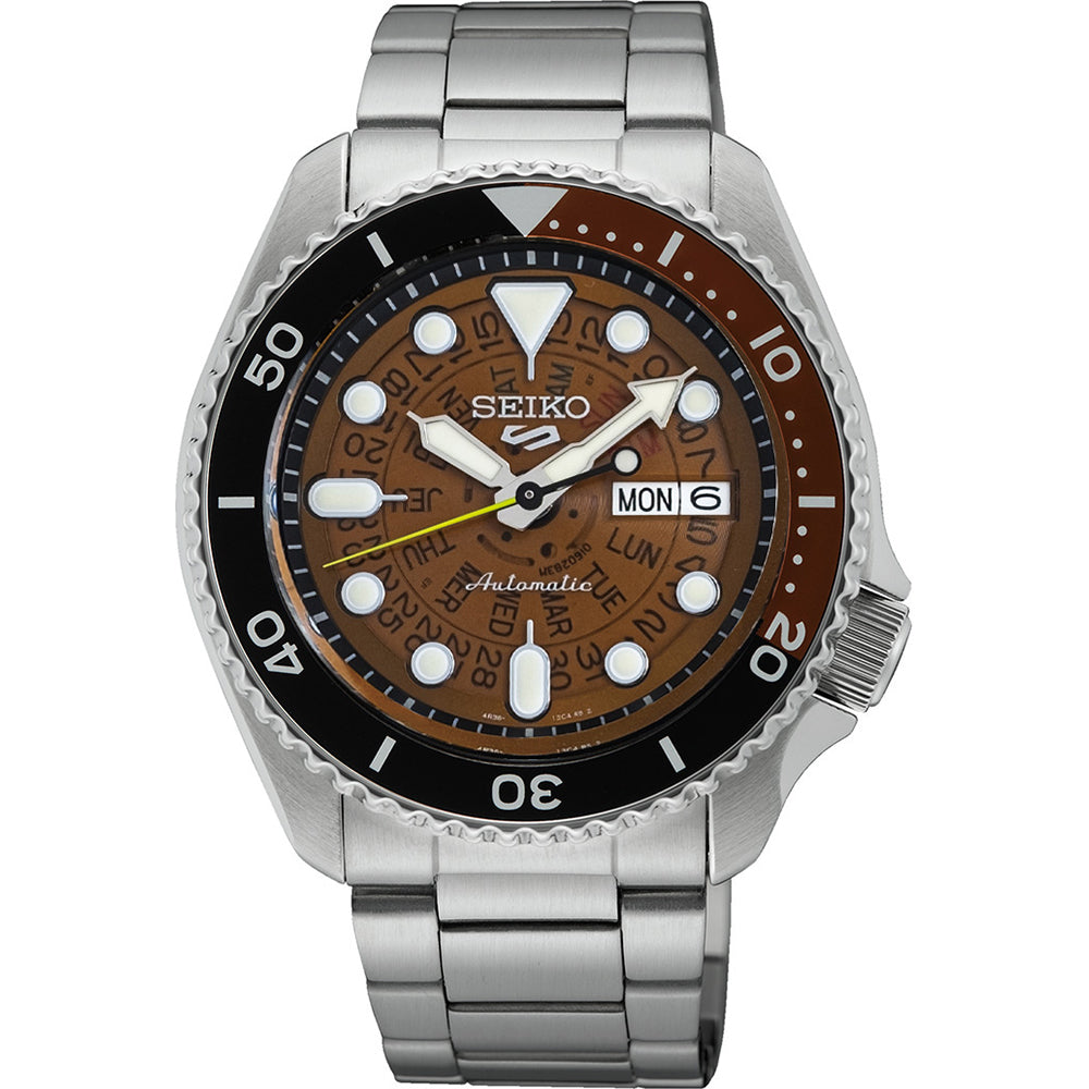 Seiko 5 100M Skeleton Style Brown Dial Automatic Watch SRPJ47K1