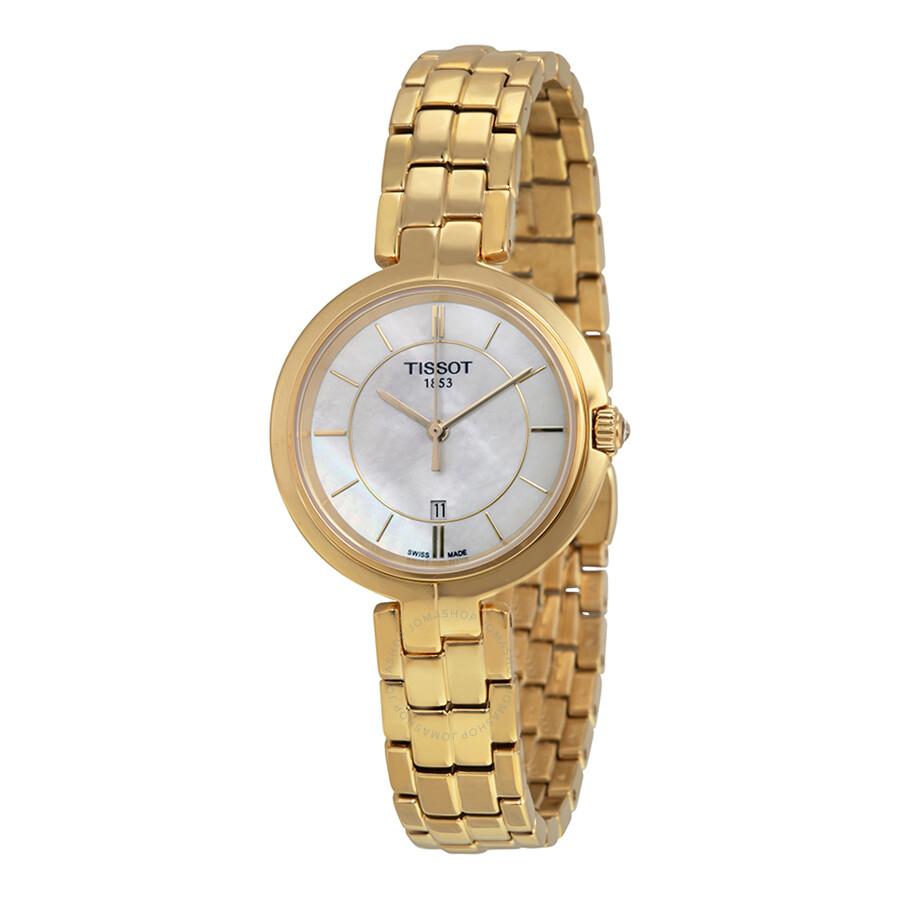 Tissot Swiss Made T-Lady Flamingo MOP Gold Plated Ladies' Watch T0942103311100