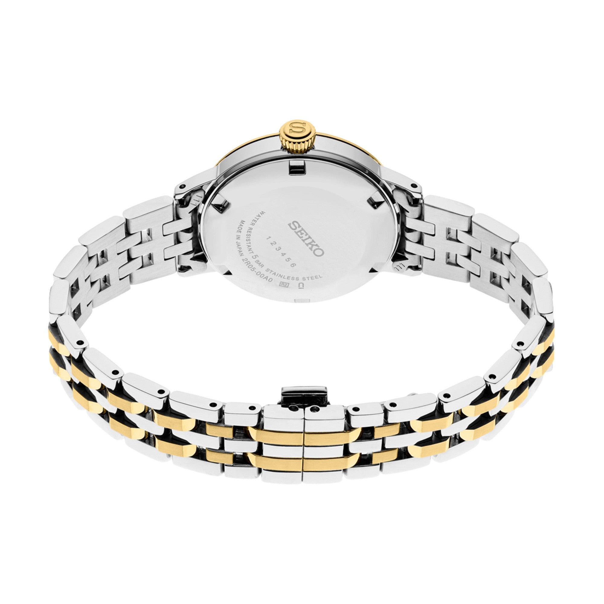 Seiko Japan Made Presage Cocktail Time "Frozen Banana Daiquiri" Ladies' 2-Tone Gold-Plated Stainless Steel SRPL64J1