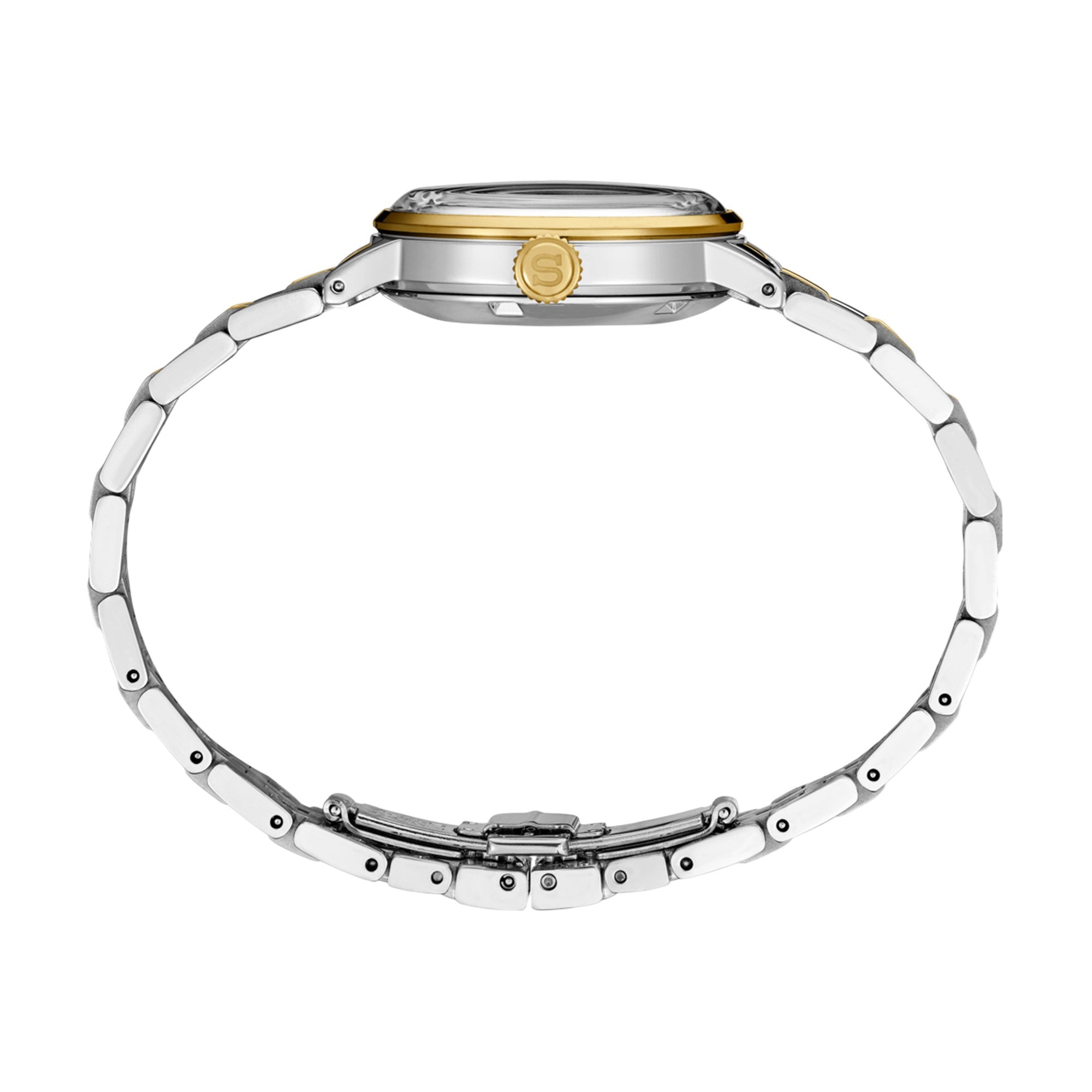 Seiko Japan Made Presage Cocktail Time "Frozen Banana Daiquiri" Ladies' 2-Tone Gold-Plated Stainless Steel SRPL64J1