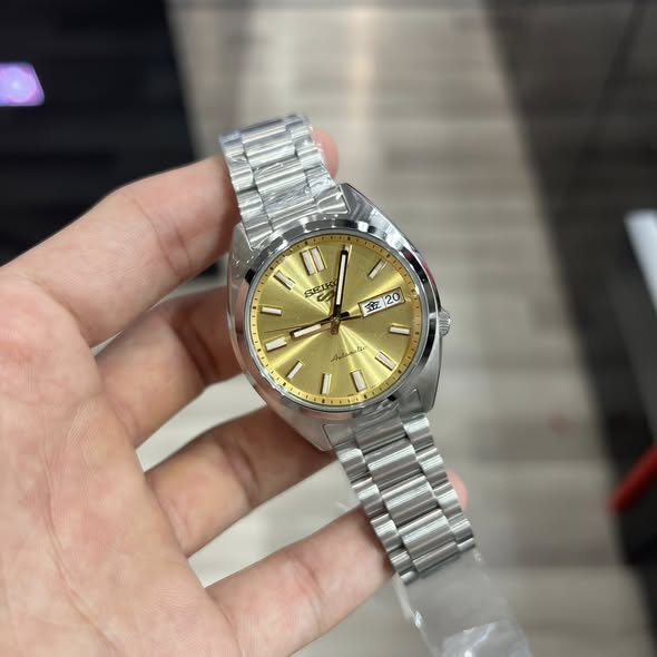 Seiko 5 Sports 100M SNXS Reissue Gold Cufflinks Automatic Stainless Steel Watch SRPL59K1