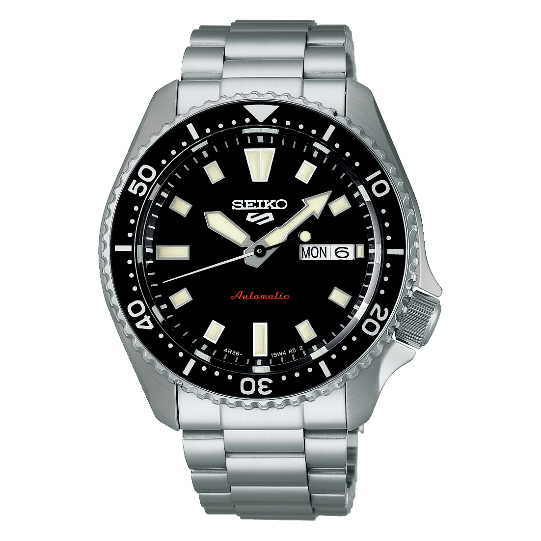Seiko 5 100M Kuro Black Dial Automatic Stainless Steel Watch SRPL85K1