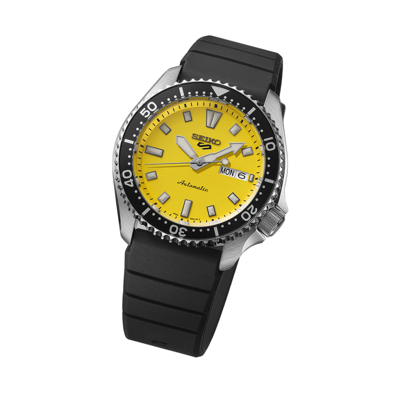Seiko 5 100M Ki-Iro Yellow Dial Automatic Rubber Strap Watch SRPL87K1