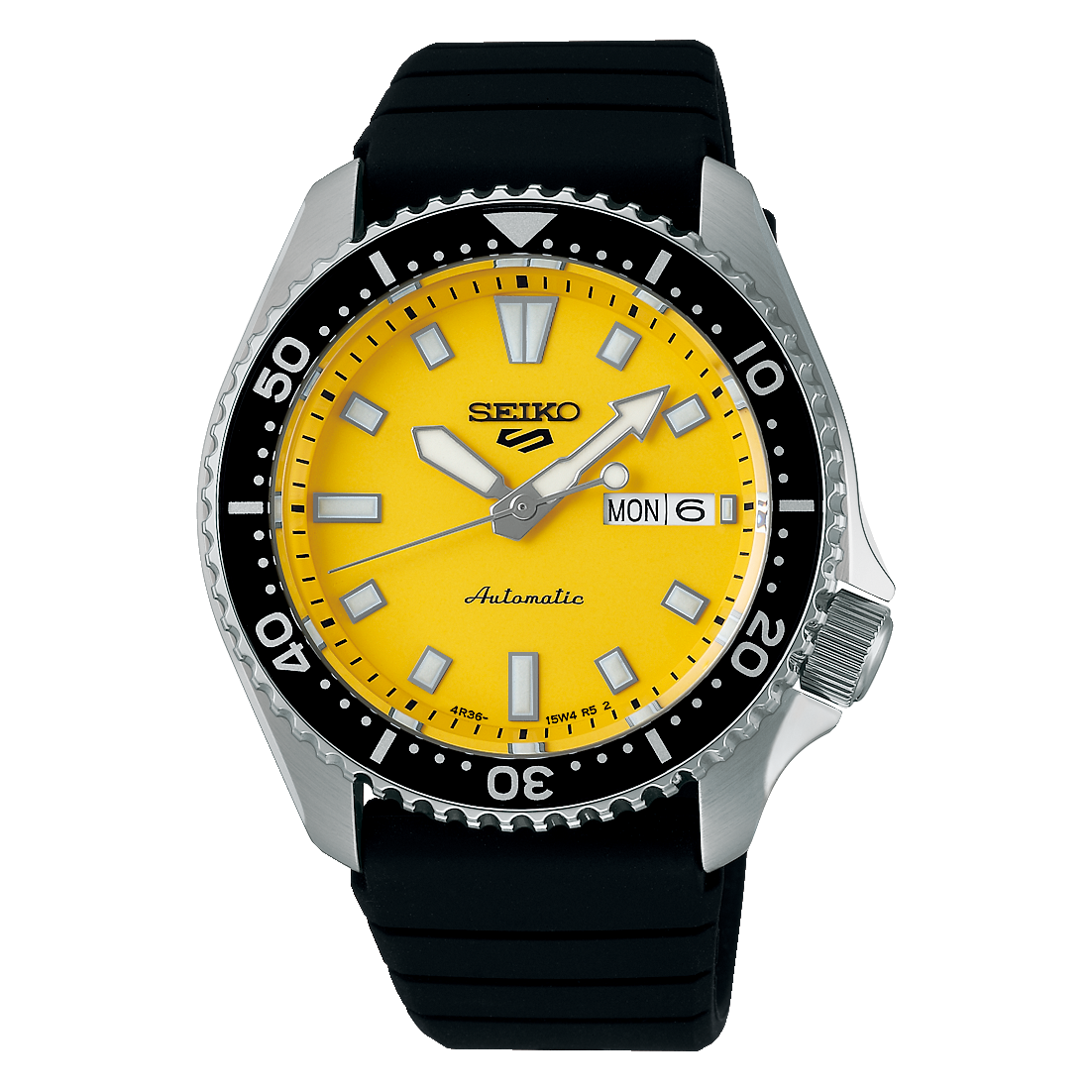 Seiko 5 100M Ki-Iro Yellow Dial Automatic Rubber Strap Watch SRPL87K1