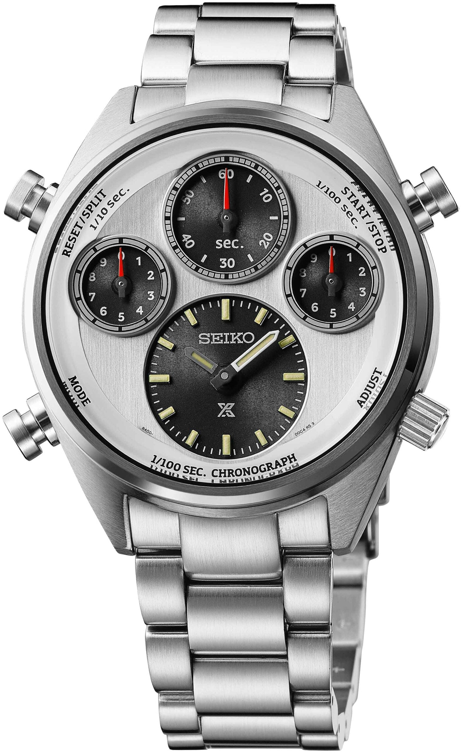 Seiko Prospex Solar Speedtimer 110th Anniv LE 1/100 Second Chrono Men's Stainless Steel Watch SFJ009P1 Panda