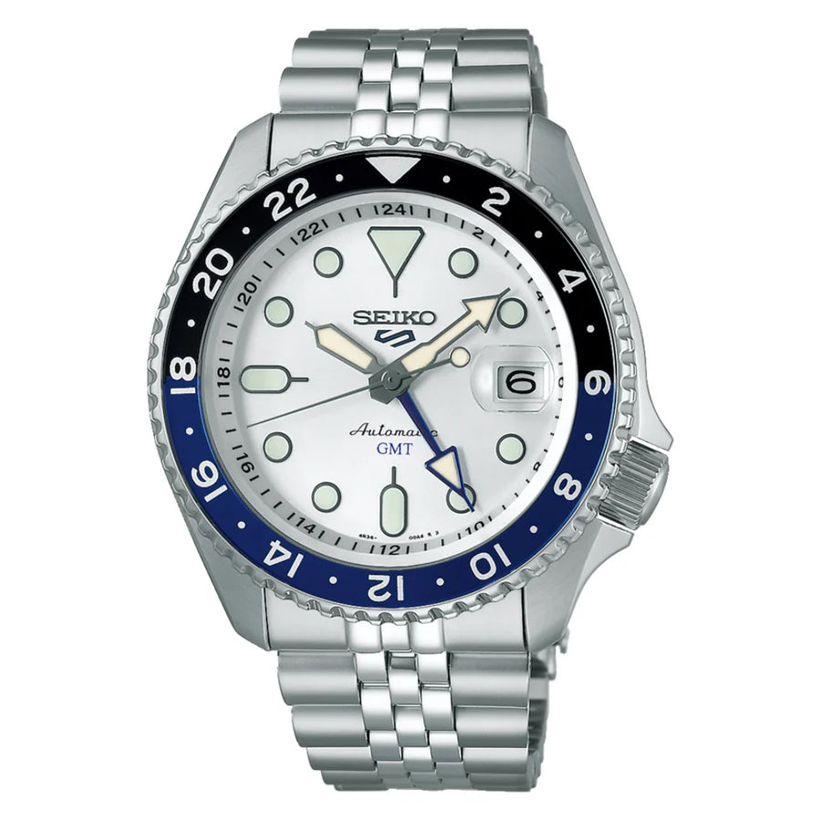 Seiko 5 100M GMT Style Batman White Dial Automatic Watch SSK033K1 ...