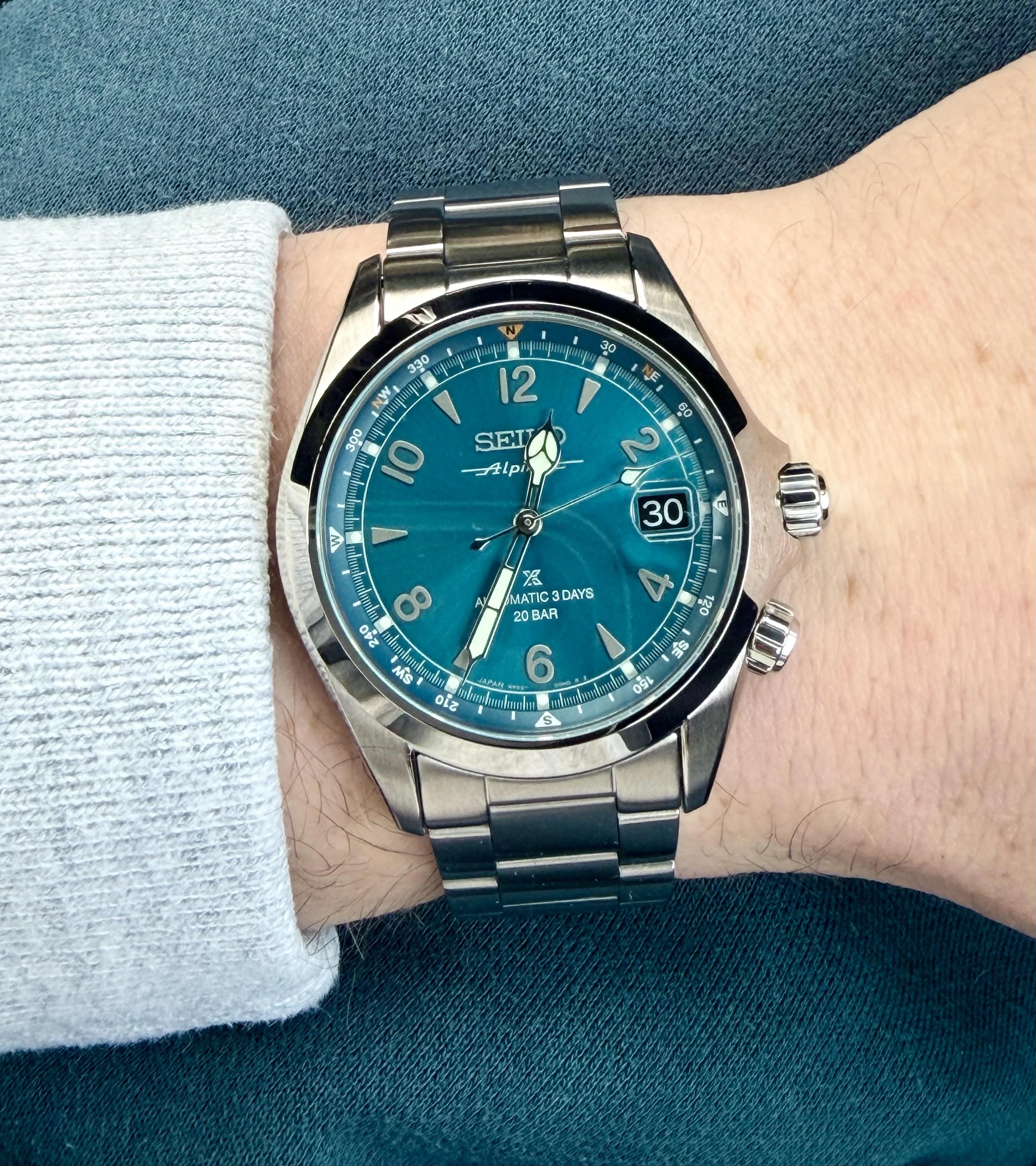 Seiko Japan Made Prospex Alpinist Tealpine Green Men's Stainless Watch SPB503J1