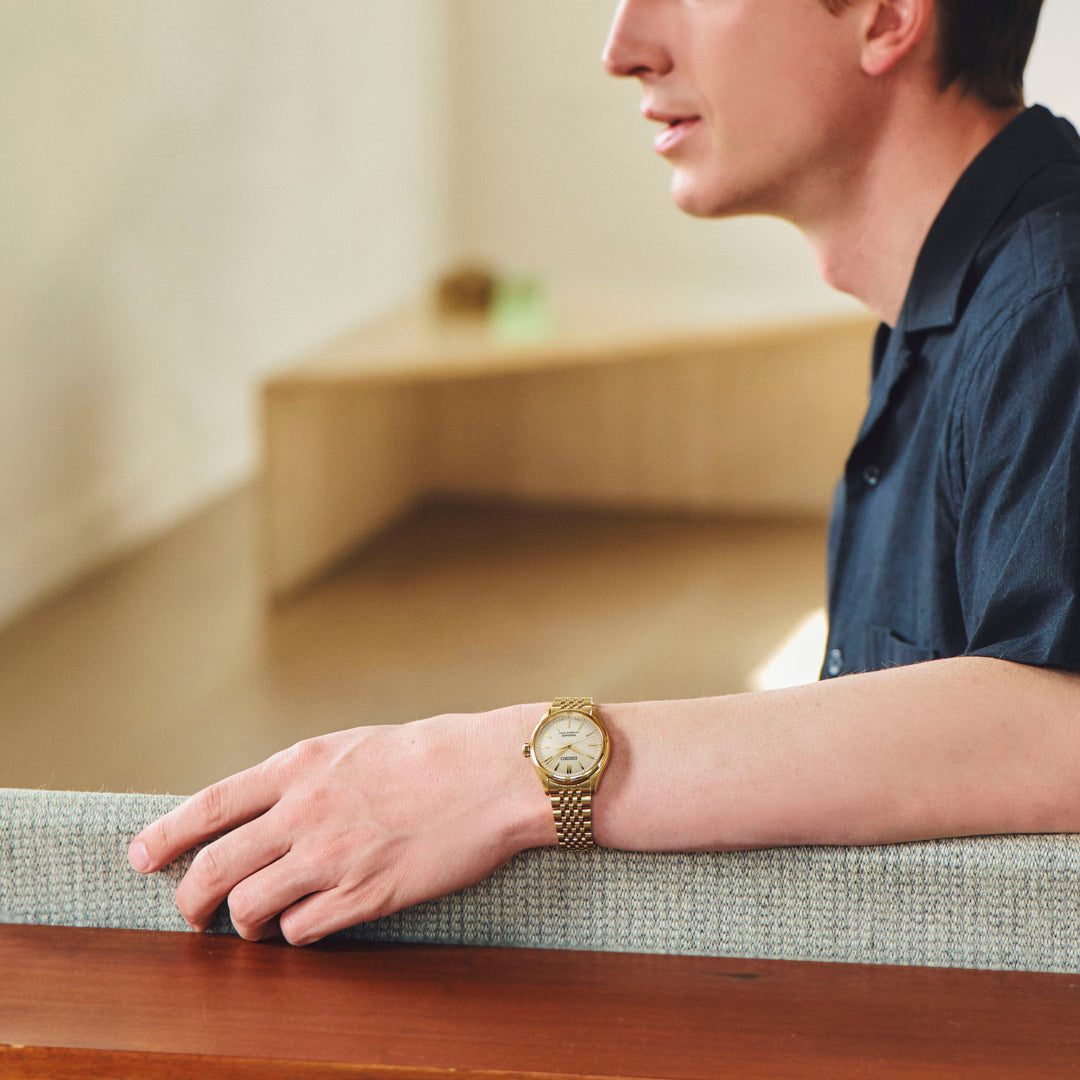 Seiko Presage Shiro-iro Classic Series Gold Plated Mid Size Men's Watch SPB524J1