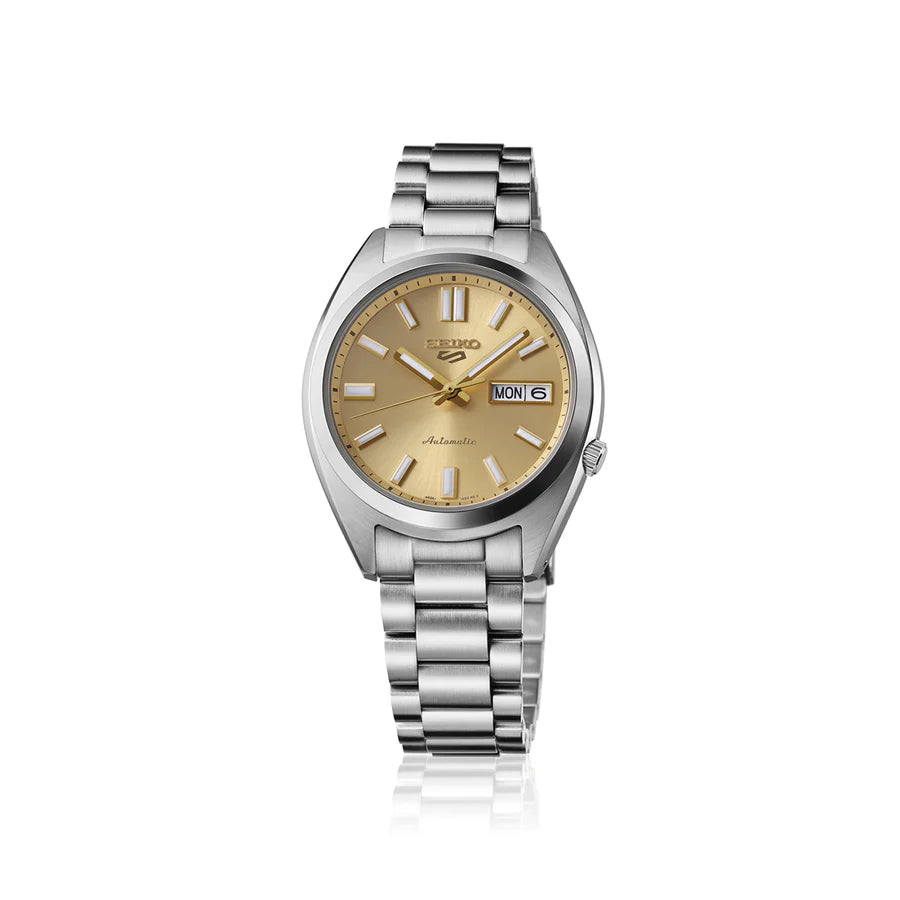Seiko 5 Sports 100M SNXS Reissue Gold Cufflinks Automatic Stainless Steel Watch SRPL59K1