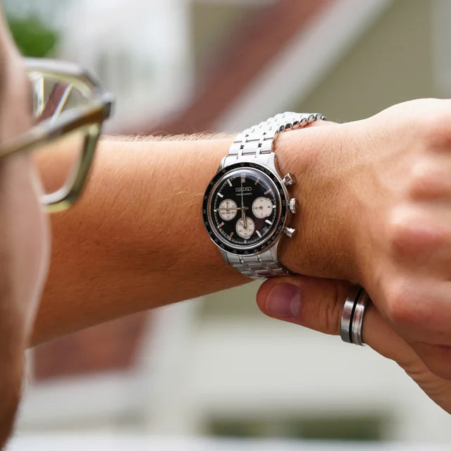 Seiko Chronograph Classic Men's Stainless Steel  Watch SSB479P1 Reverse Panda