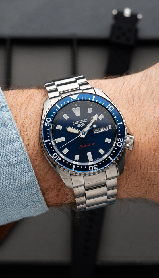 Seiko 5 100M Koniro Blue Dial Automatic Stainless Steel Watch SRPL83K1