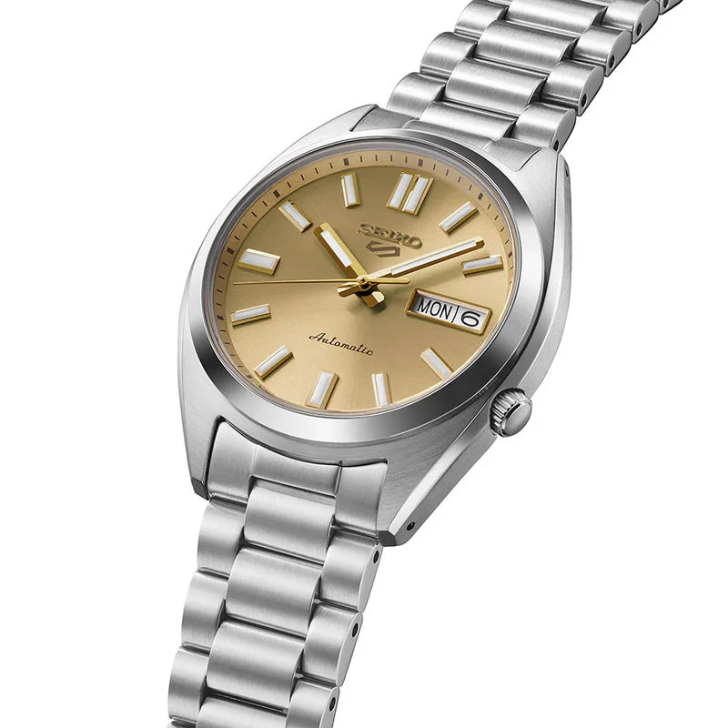 Seiko 5 Sports 100M SNXS Reissue Gold Cufflinks Automatic Stainless Steel Watch SRPL59K1
