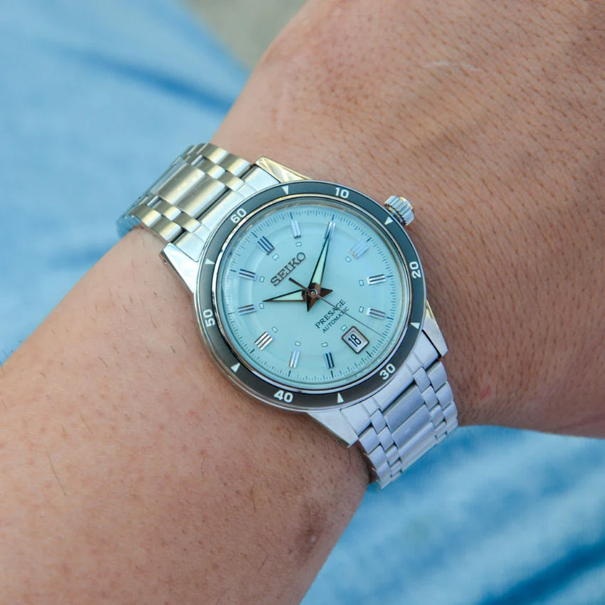 Seiko Presage Style 60 Ice Green Men's Stainless Steel Strap Watch SRPL71J1