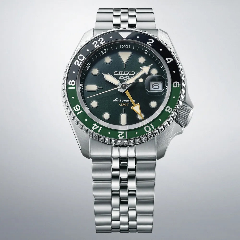 Seiko 5 100M GMT Style Green Dial Automatic Watch SSK035K1