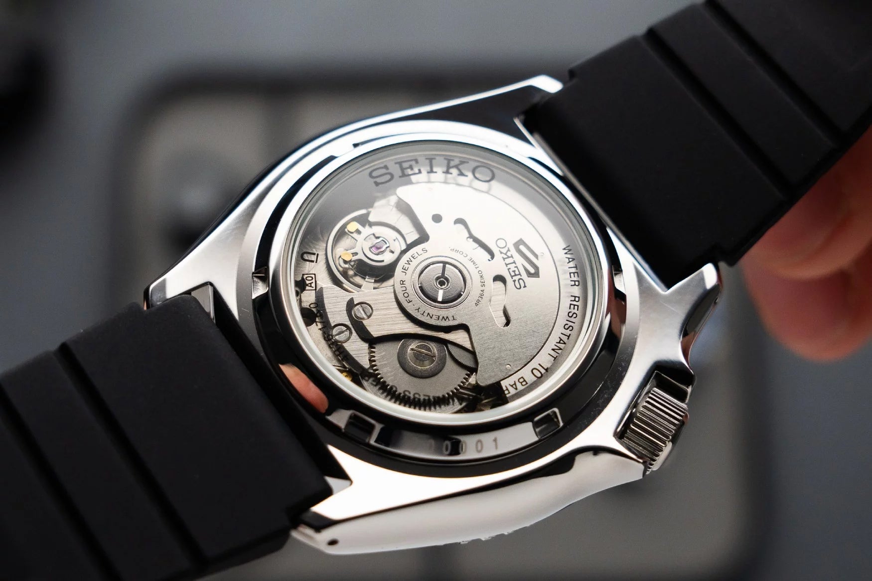 Seiko 5 100M Daichi Orange Dial Automatic Rubber Strap Watch SRPL89K1