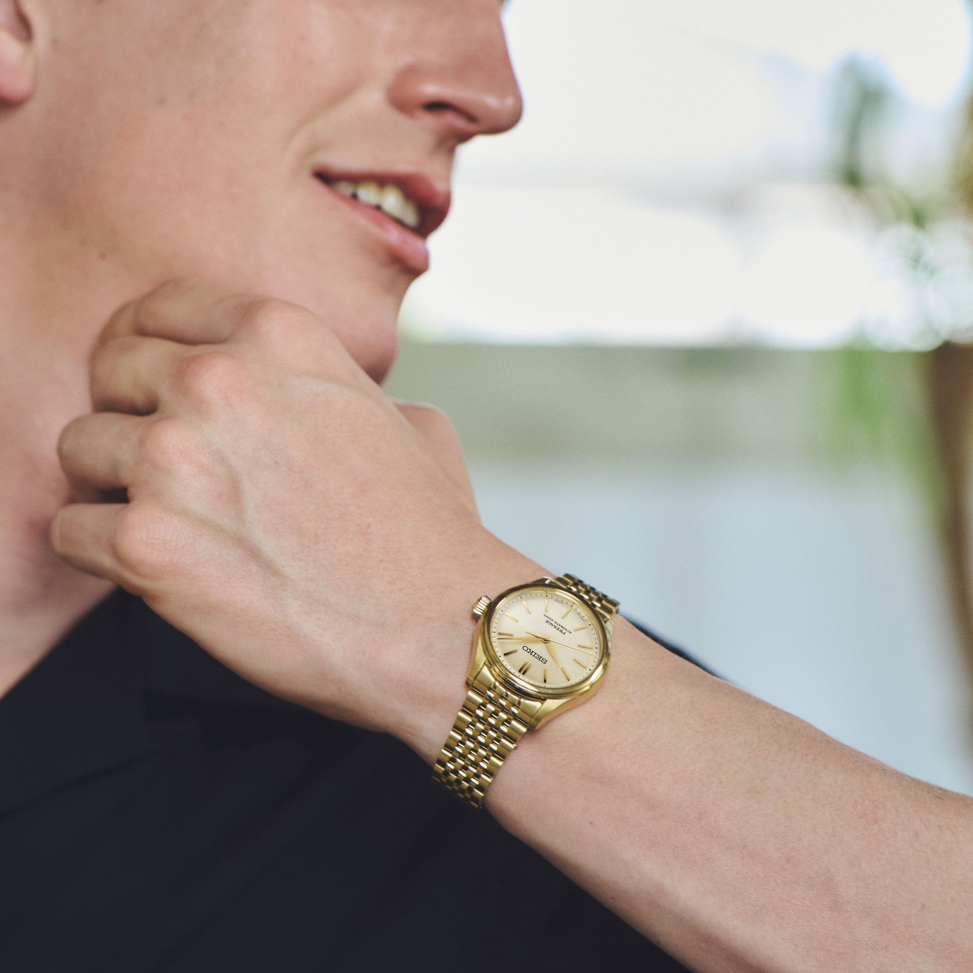 Seiko Presage Shiro-iro Classic Series Gold Plated Mid Size Men's Watch SPB524J1