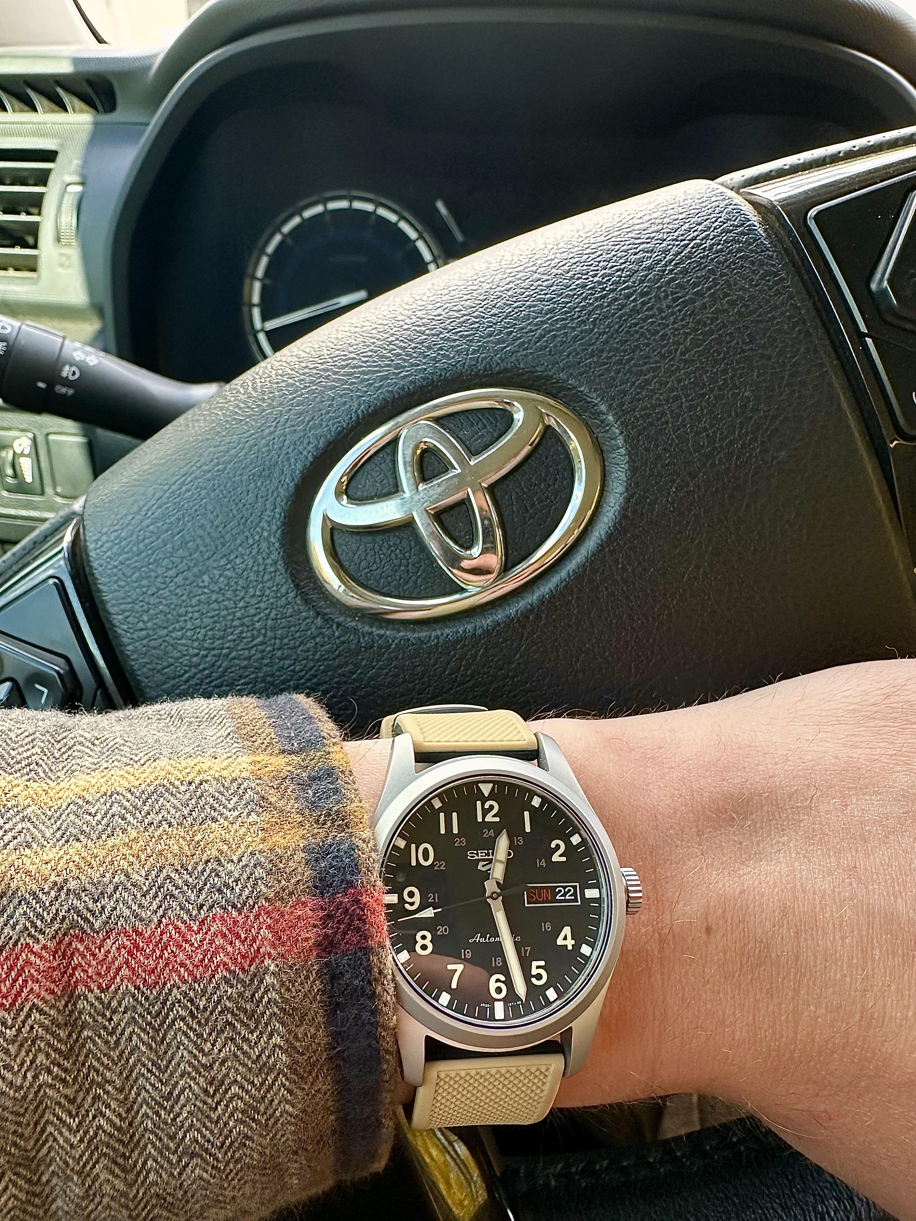 Seiko 5 100M Field Sports Style Black Dial Automatic Nato Strap Watch SRPG35K1