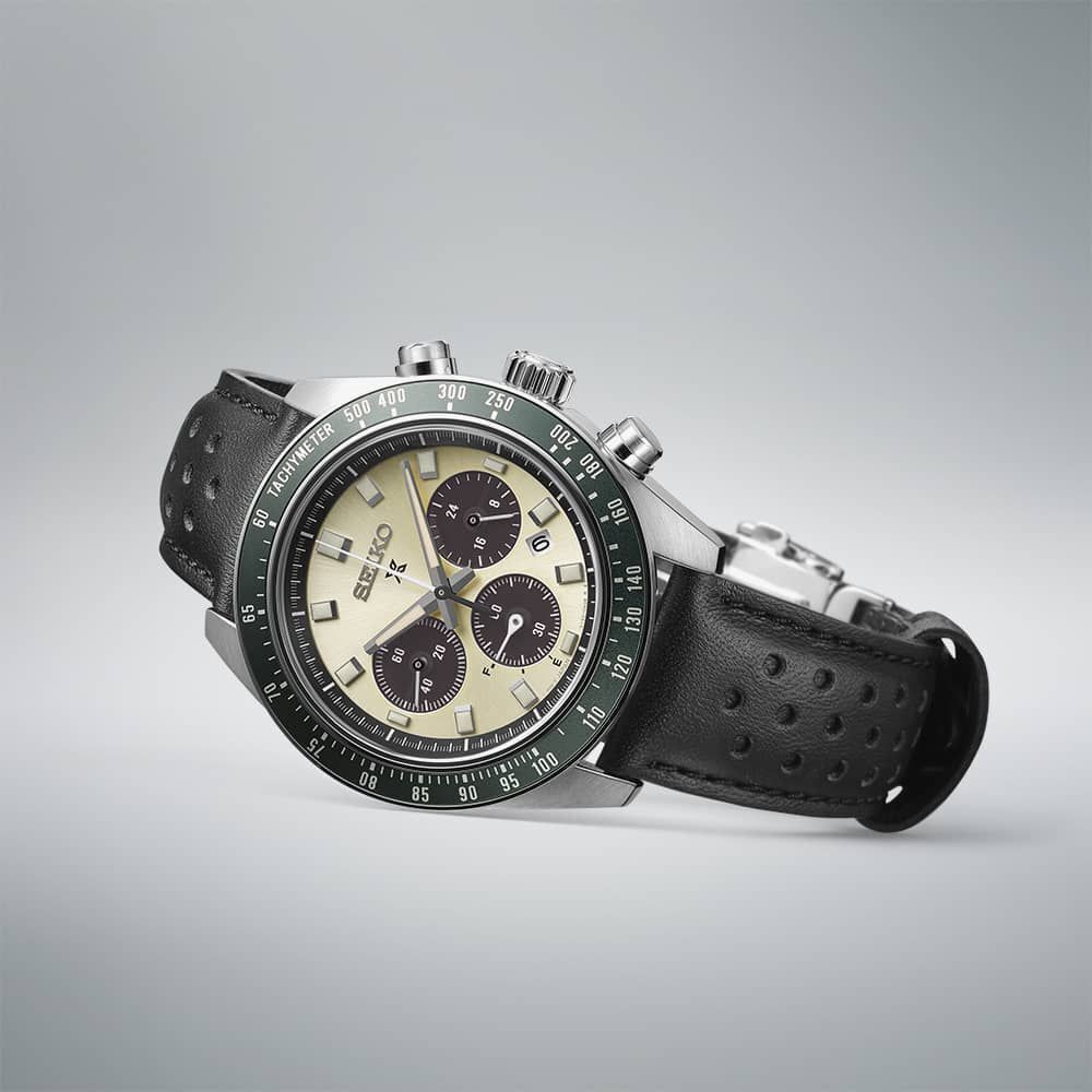 Seiko Prospex Solar Men's Chronograph Leather Watch SSC943P1 Racing Sports Green