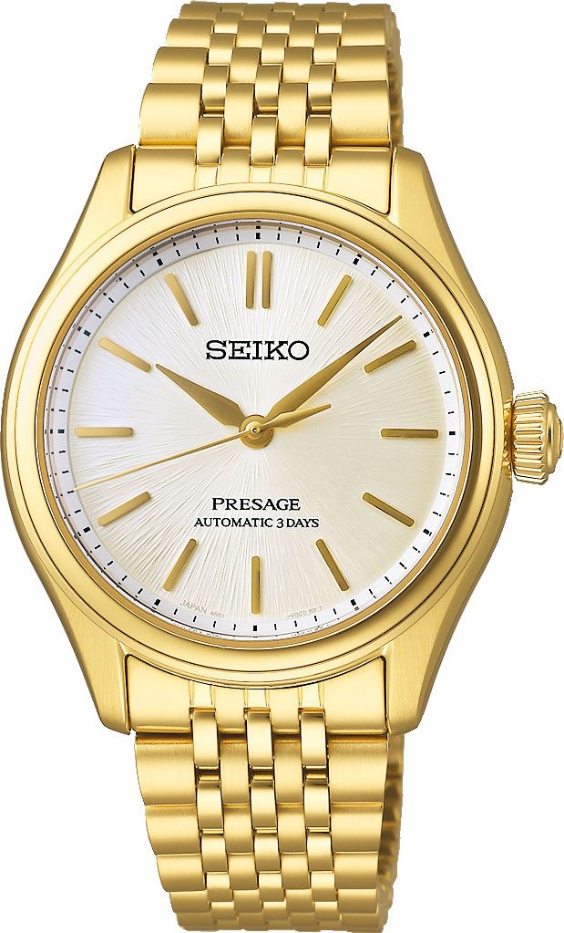 Seiko Presage Shiro-iro Classic Series Gold Plated Mid Size Men's Watch SPB524J1