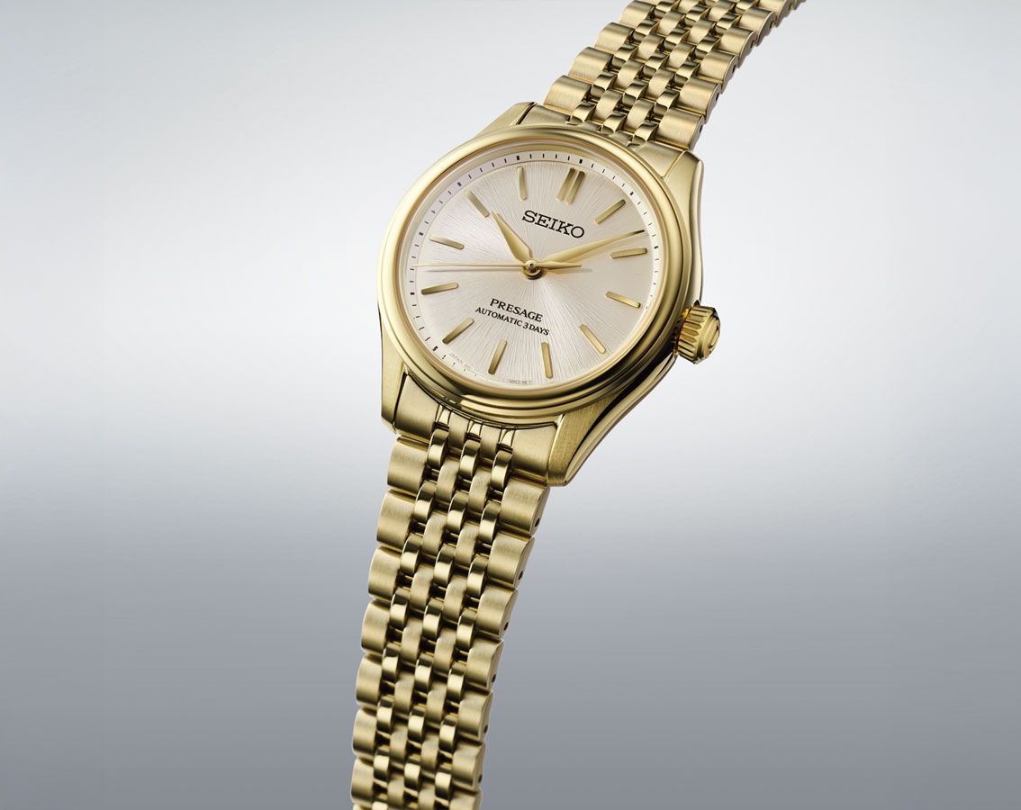Seiko Presage Shiro-iro Classic Series Gold Plated Mid Size Men's Watch SPB524J1