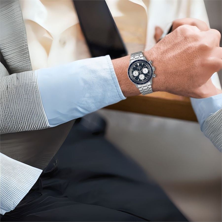 Seiko Chronograph Classic Men's Stainless Steel  Watch SSB477P1 Blue