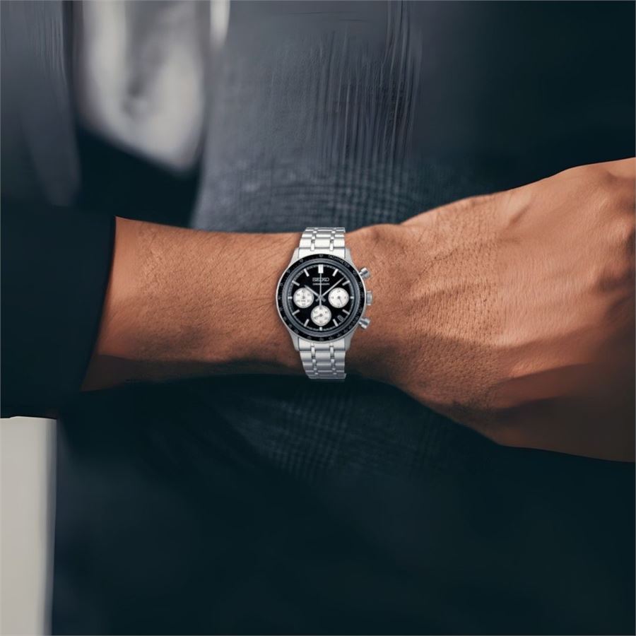 Seiko Chronograph Classic Men's Stainless Steel  Watch SSB479P1 Reverse Panda