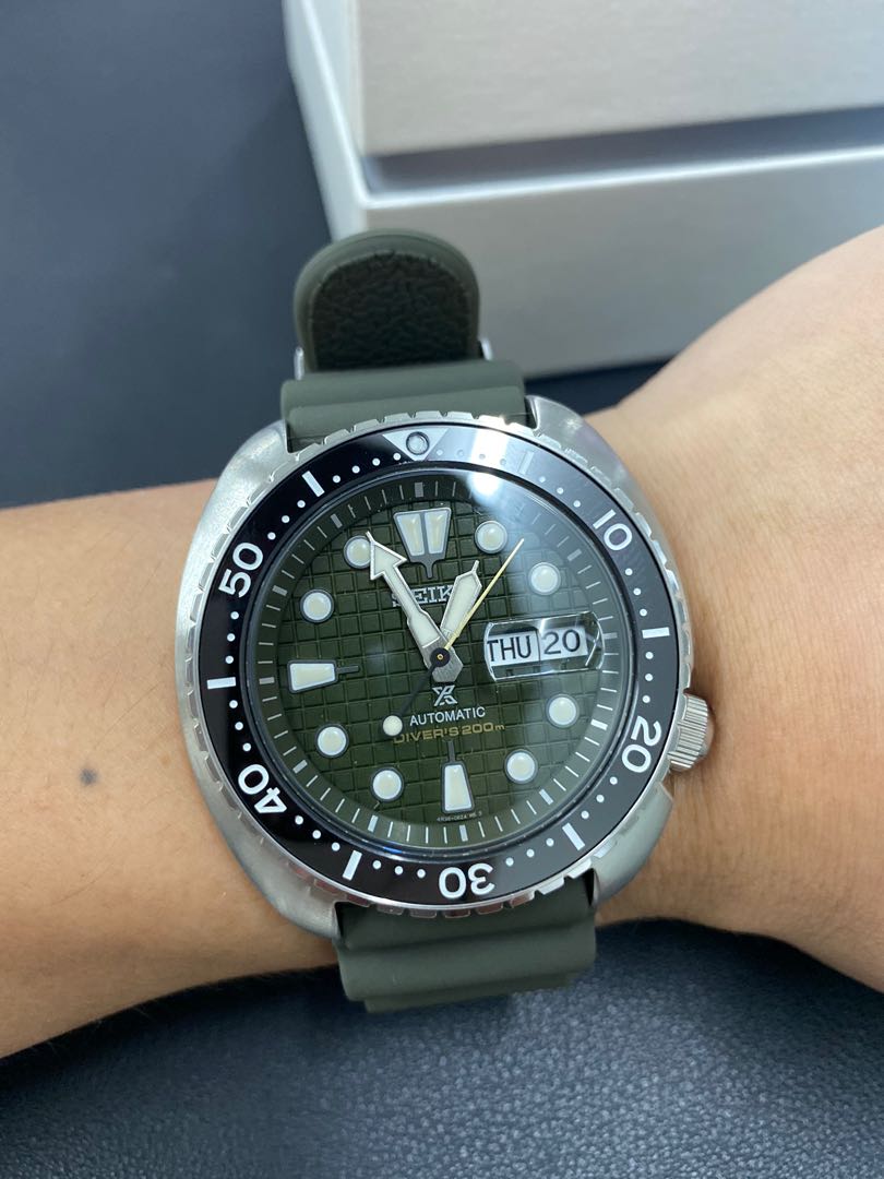 Seiko Prospex King Turtle Green Dial Diver's Men's Rubber Strap Watch SRPE05K1
