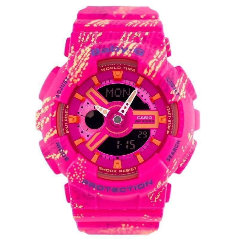 Casio Baby-G BA110 Tandem Series Anadigi Neon Pink x Multicolor Watch BA110TX-4ADR - Prestige