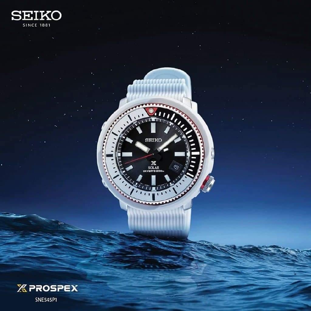 Seiko Street Series Solar Tuna All White Diver's Men's Watch SNE545P1 - Prestige