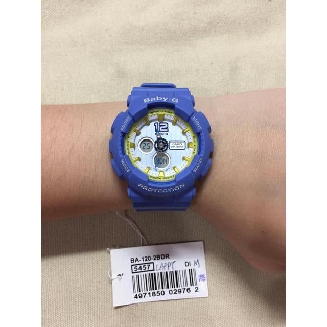 Casio Baby-G BA120 Analog-Digital Navy Blue x Yellow Accents White Dial Watch BA120-2BDR - Prestige