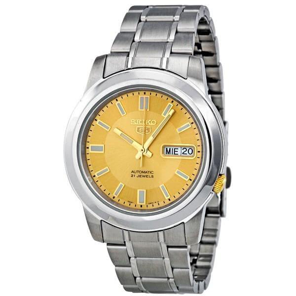 Seiko 5 Classic Men's Size Gold Dial Stainless Steel Strap Watch SNKK13K1 - Prestige