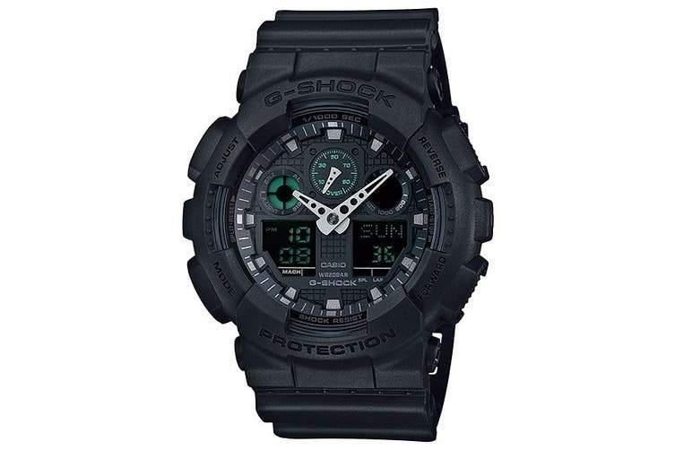 Casio G-Shock Black Series Anadigi Black x Green Accents Watch GA100MB-1ADR - Prestige