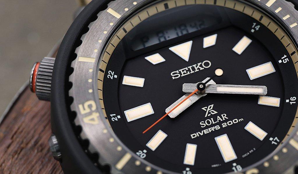 Seiko Urban Safari Series Arnie Solar Tuna Desert Beige Diver's Men's Watch SNJ029P1 - Prestige