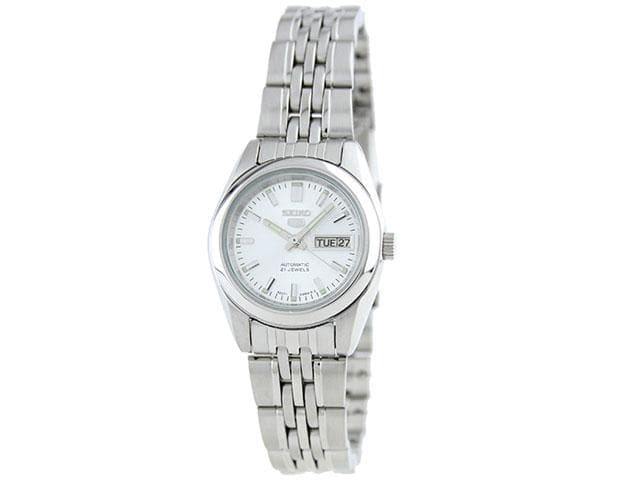 Seiko 5 Classic Ladies Size Silver Dial Stainless Steel Strap Watch SYMA27K1 - Prestige