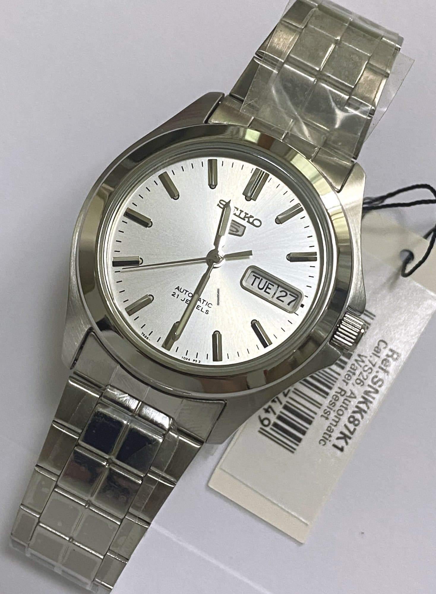Seiko 5 Classic Men's Size Silver Dial Stainless Steel Strap Watch SNKK87K1 - Prestige