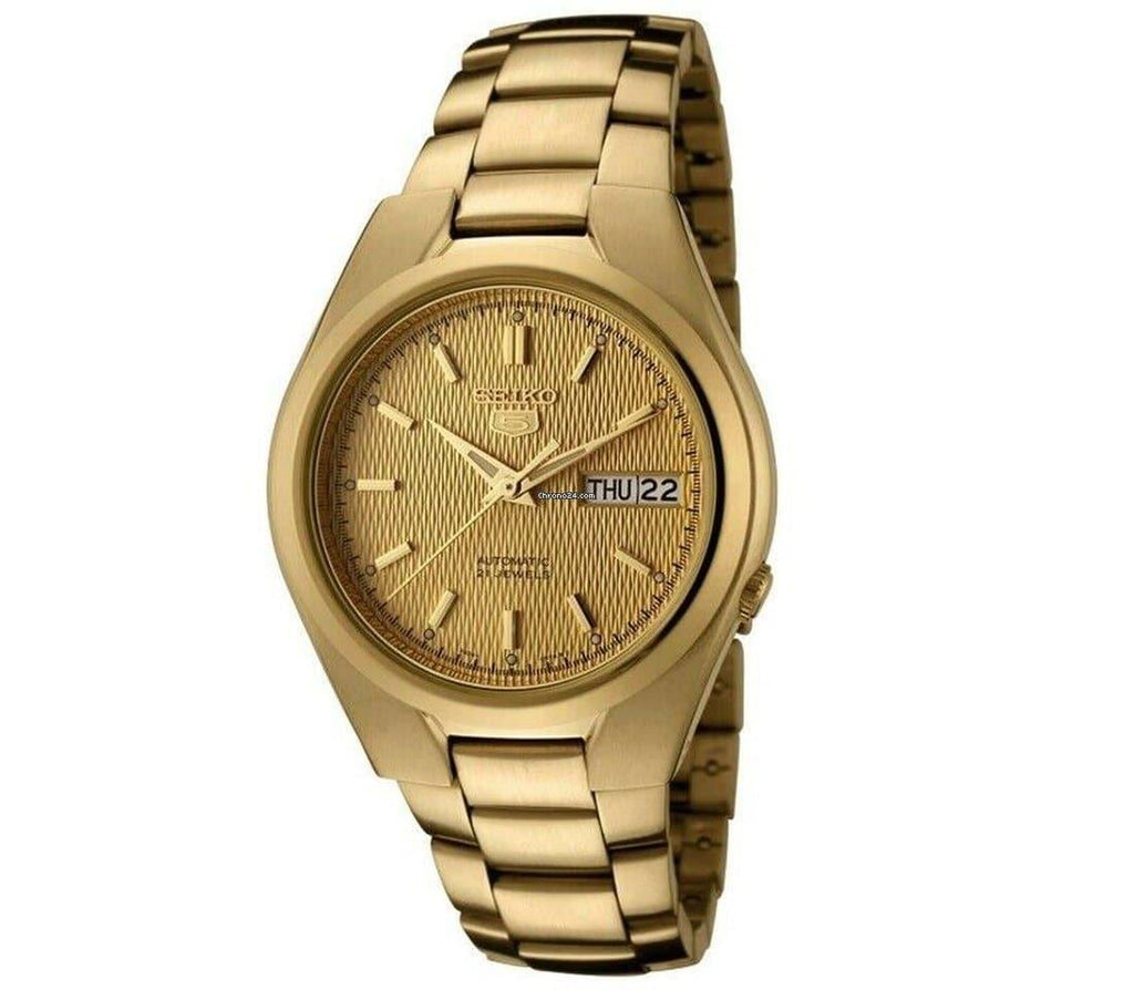 Seiko 5 Classic Men's Size Gold Dial & Plated Stainless Steel Strap Watch SNK610K1 - Prestige