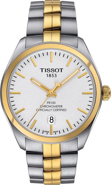 Tissot Swiss Made T Classic PR100 Chronometer 2 Tone Gold Plated Men s Watch T1014512203100