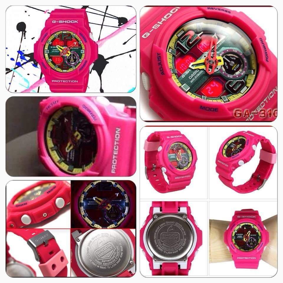 Casio G-Shock Big Size Series Anadigi Pink x Yellow Accent Watch GA310-4ADR - Prestige