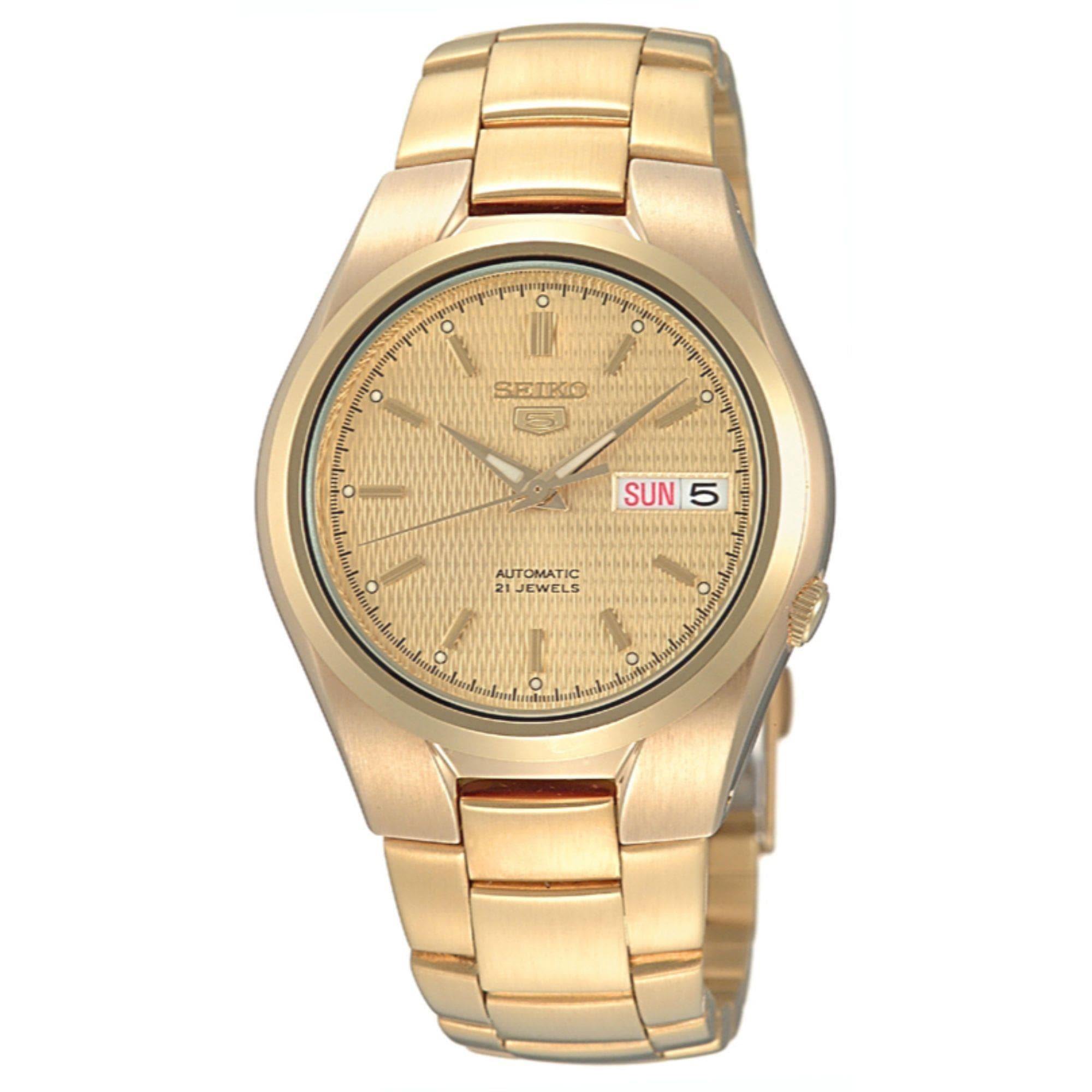 Seiko 5 Classic Men's Size Gold Dial & Plated Stainless Steel Strap Watch SNK610K1 - Prestige